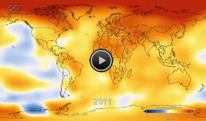 Animation of global warming since 1880