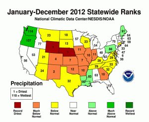 2012 precipitation state rankings