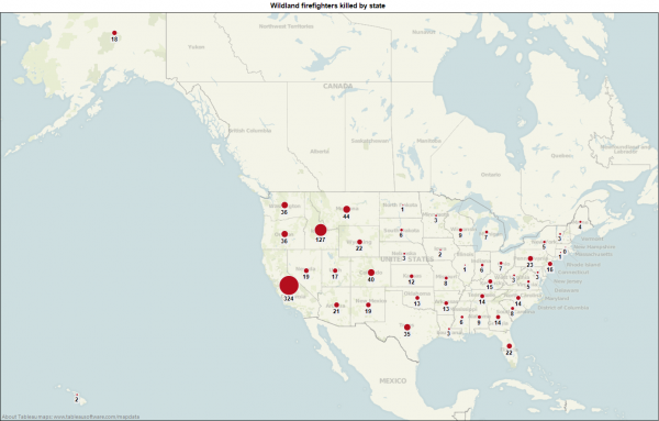 Wildland firefighter fatalities by state