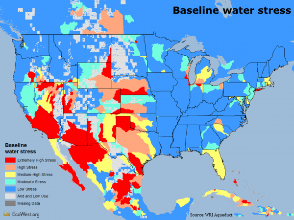 WRI aqueduct: baseline water stress