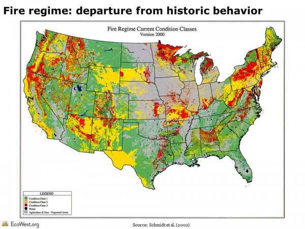 Fire regime: departure from historic conditions