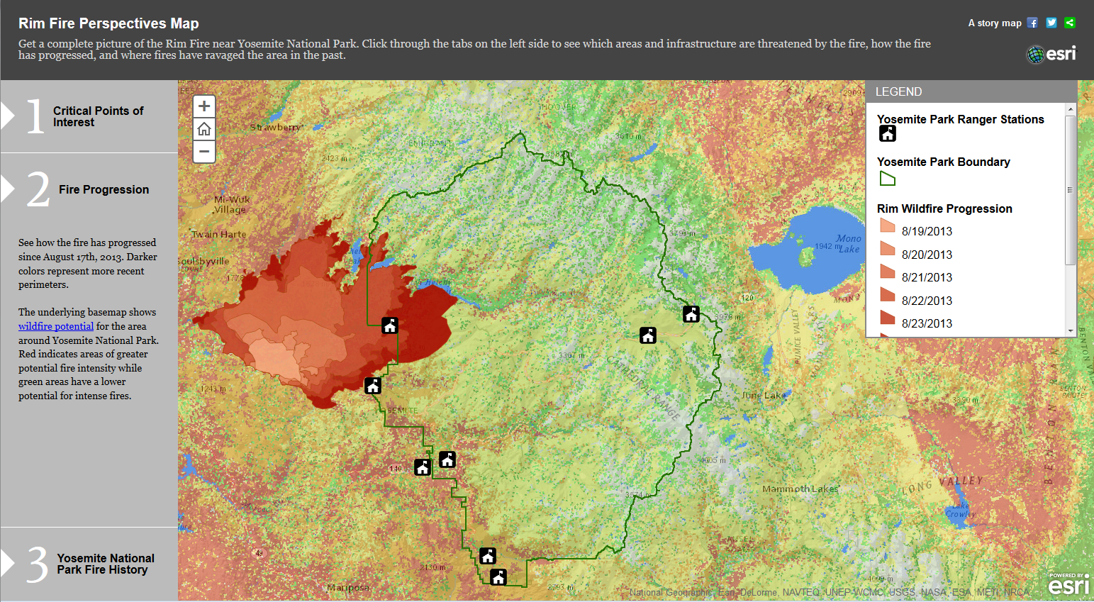 Viewing the Yosemite Rim Fire in context: images, maps, and graphics