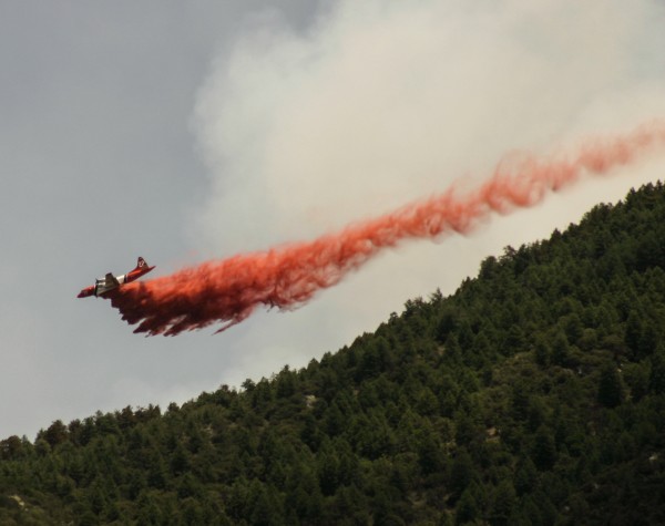 An air tanker drops retardant in Arizona's Coronado National Forest. Photo by Mitch Tobin.