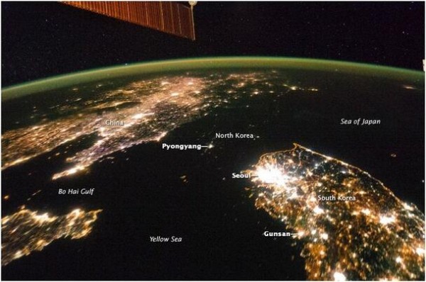 Night lights on the Korean Peninsula. Source: NASA/ISS